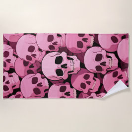 Rosa Totenkopf-Muster – Kühnes Gothic-Design Strandtuch