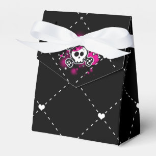 Rosa Totenkopf und Herzchen Partygeschenkschachtel Geschenkschachtel