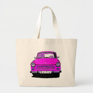 Rosa Trabant-Auto Jumbo Stoffbeutel
