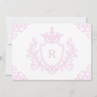 Rosa traditionelle Wappen-Monogramm-Taufe Baby Mäd Einladung
