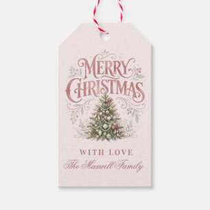 Rosa traditioneller Weihnachtsbaum   Pinkmas Geschenkanhänger