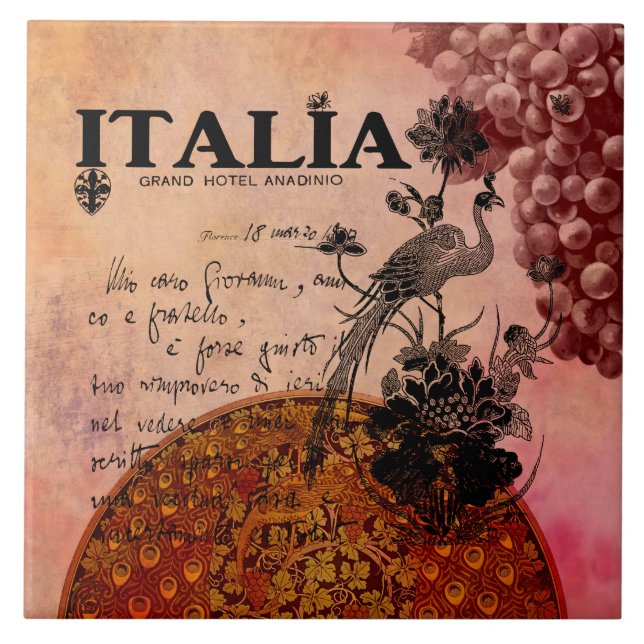 Rosa Trauben Italien Fliese (Vorderseite)