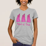 Rosa Trauzeugin Brautparty Kleidung T-Shirt<br><div class="desc">Das Tee-Shirt zeigt eine originelle Marker-Abbildung einer Reihe von Hochzeitskleider inklusive hübsch rosa Kleid, mit TRAUZEUGIN in einem lustigen Schriftart. Ideal für Ihr Brautparty. Koordination der Entwürfe für Braut, Brautmädchen und andere Mitglieder des Brautparty! Der Designer ist verfügbar, um benutzerdefinierte Designs zu erstellen und hochzuladen, um den Farben und Themen...</div>