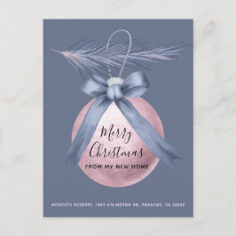 Rosa Tree Ornament Dusty Blue Holiday Moving Ankündigungspostkarte