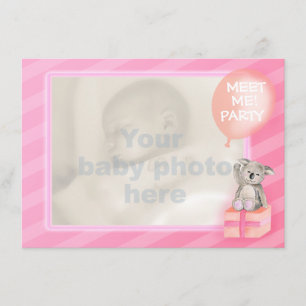 Rosa treffen Sie mich neues Babymädchen, das Party Einladung