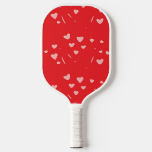 Rosa treibende Herzen auf rot Pickleball Schläger