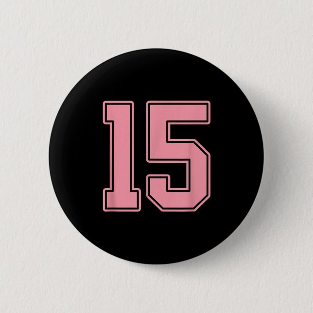Rosa Trikot Nummer 15 Spieler Uniform #15  Button (Vorderseite)