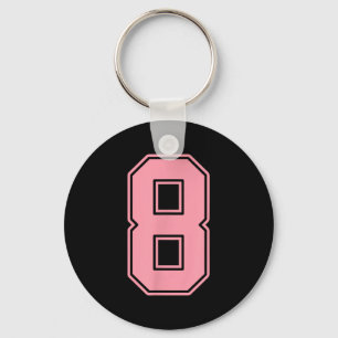 Rosa Trikot Spieler Uniform #8 mit der Nummer 8 Schlüsselanhänger