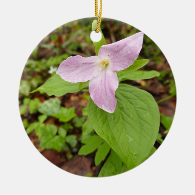 Rosa Trillium Blume Keramik Ornament (Vorne)
