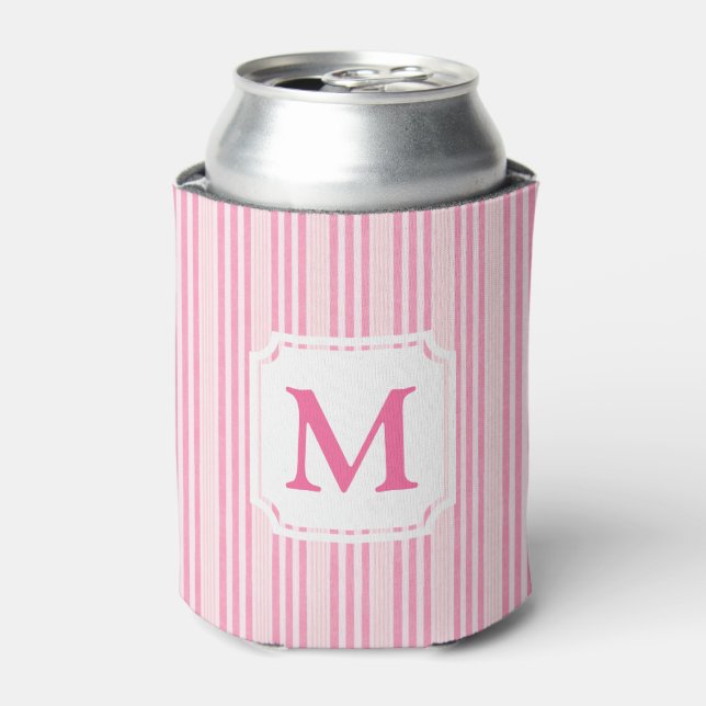Rosa Trippelstreifen| Monogram Cabana Dosenkühler (Kanne Vorderseite)
