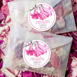 Rosa Trompetenlilie Blumenkunst Hochzeitskonfetti  Runder Aufkleber