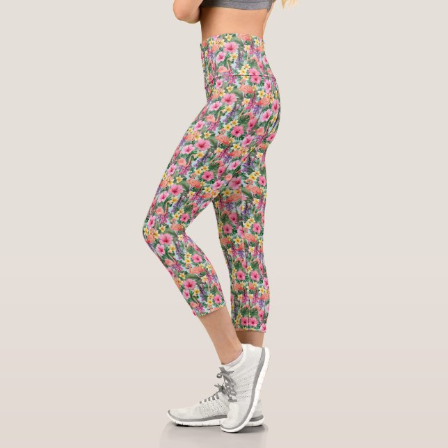 Rosa Tropen Capri Leggings (Links)