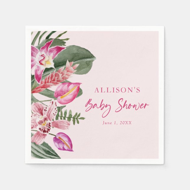 Rosa Tropenpapier Napkin Serviette (Vorderseite)