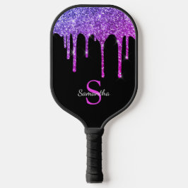 Rosa Tropfen für Lila Glitzer Pickleball Schläger