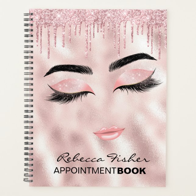 Rosa Tropfen Lashes Zeitplanenbuch Planer (Vorderseite)