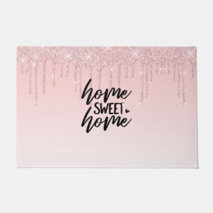 Rosa tropfender Glitter   Home Sweet Home Fußmatte