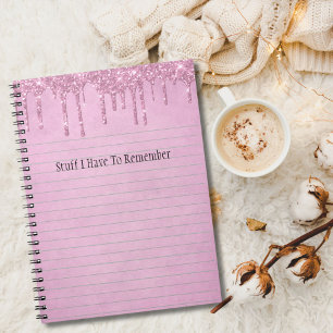 Rosa tropfender Glitter-Mädchen-Name Notizblock