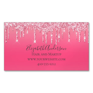 Rosa tropfender Glitter-Mädchen-Trendy-Chic-Modern Magnetische Visitenkarte
