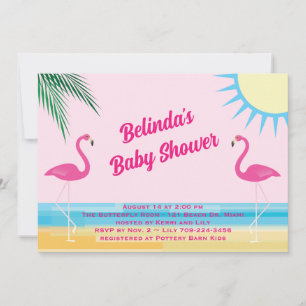 Rosa Tropical Beach Baby Dusche Einladung