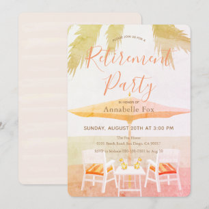 Rosa Tropical Beach Retirement-Party Einladung