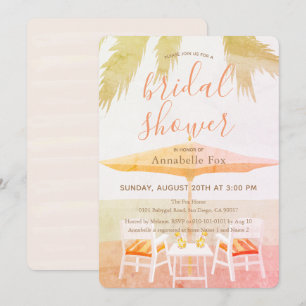 Rosa Tropical Beach Sessel Bridal Dusche Einladung