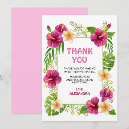 Rosa Tropical Luau Birthday Giro Dankeskarte
