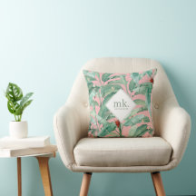 Rosa tropische Bananen-Blätter Mit Monogramm