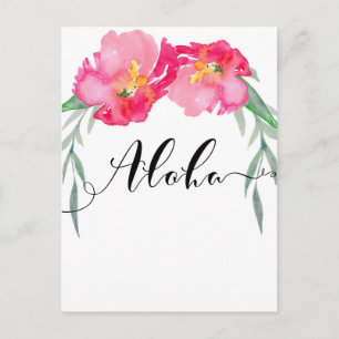 Rosa tropische Blatt-Blumen-Aloha-Save-the-Date Ankündigungspostkarte