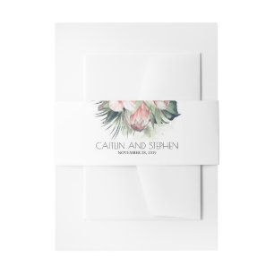 Rosa tropische Blume Elegante Hochzeit in Urlaubso Einladungsbanderole