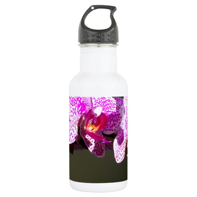Rosa tropische Blume Orchideen Edelstahlflasche (Vorderseite)