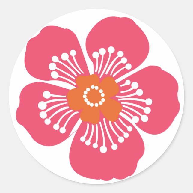 Rosa tropische Blume Runder Aufkleber (Vorderseite)