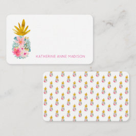 Rosa tropische Blume und Ananas Mitteilungskarte