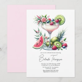 Rosa Tropische Blumen-Cocktail-Bridal-Shower Einladung