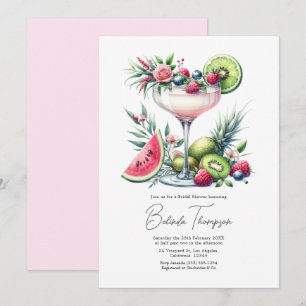 Rosa Tropische Blumen-Cocktail-Bridal-Shower Einladung
