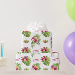 Rosa tropische florale Luau-Party-Geschenke Geburt Geschenkpapier