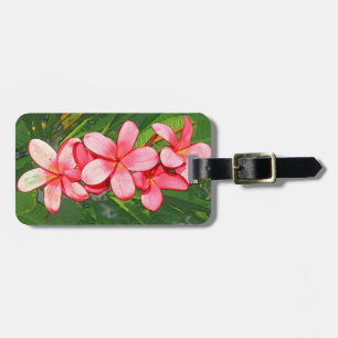 Rosa tropische Frangipani-Kunst Gepäckanhänger