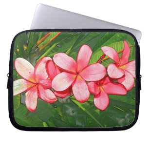 Rosa tropische Frangipani-Kunst Laptopschutzhülle