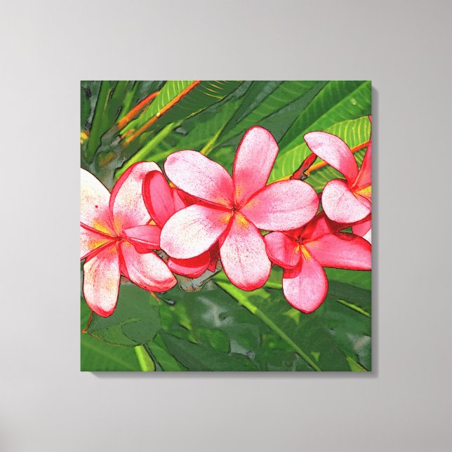 Rosa tropische Frangipani-Kunst Leinwanddruck (Vorderseite)