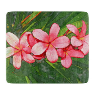 Rosa tropische Frangipani-Kunst Schneidebrett