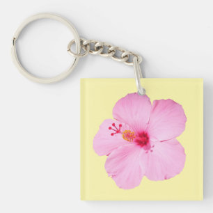 Rosa tropische Hibiskusblüte Schlüsselanhänger