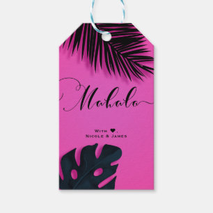 Rosa tropische Palmenblätter Party MAHALO ALOHA Geschenkanhänger
