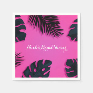 Rosa tropische Palmwedel Party Luau Sommer Chic Serviette