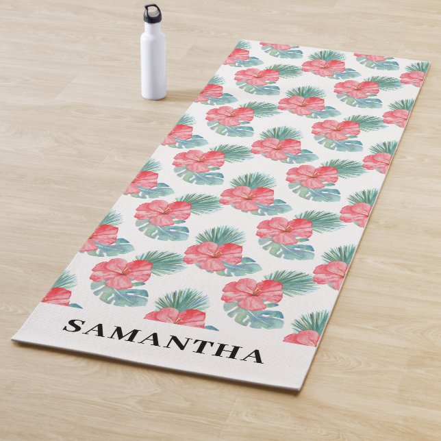 Rosa tropische Wasserfarbe Name Yoga Mat Yogamatte (Beispiel)