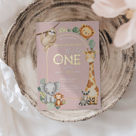 Rosa tropische Wildtiere Folieneinladung