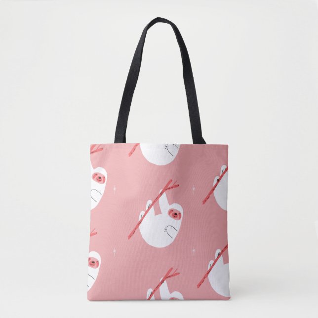 Rosa tropischer Faultier Vintag Tasche (Vorderseite)