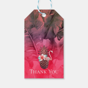 Rosa Tropischer Glitter-Ananas-Luau-Party Geschenkanhänger