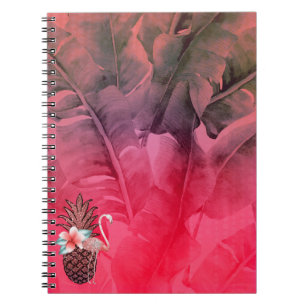 Rosa tropischer Glitter-Ananas-Palmenblätter Chic Notizblock