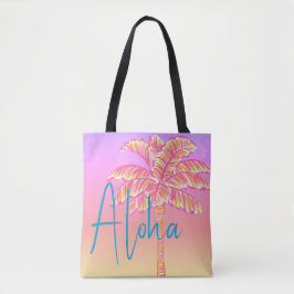 Rosa tropischer Sonnenuntergang Palme Tree Aloha A Tasche