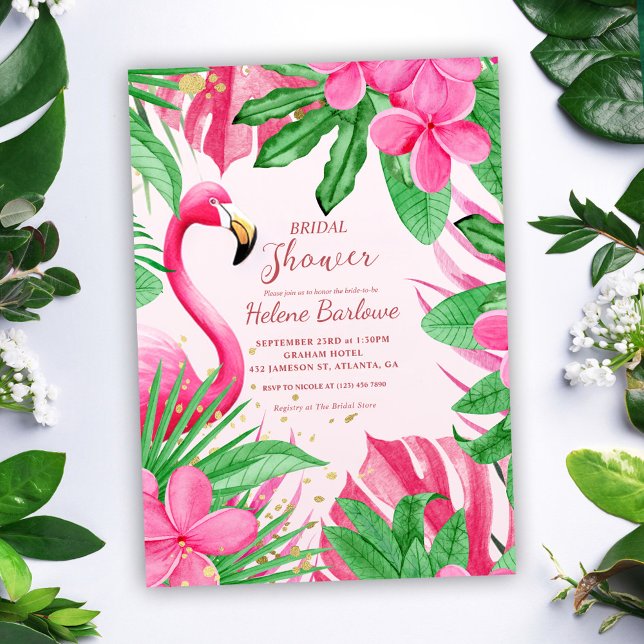 Rosa tropisches Brautparty Einladung (Pink Tropical Bridal Shower Invitation)