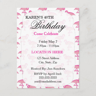 Rosa Tropisches Flamingo Geburtstagsparty Einladun Einladung